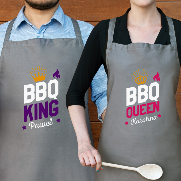 BBQ King&Queen - Zestaw dwóch fartuchów kuchennych